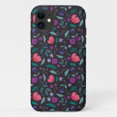 Roze en Paarse bloemenillustratiepatroon Case-Mate iPhone Case (Achterkant)
