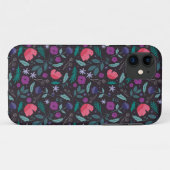 Roze en Paarse bloemenillustratiepatroon Case-Mate iPhone Case (Achterkant (horizontaal))
