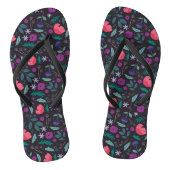 Roze en Paarse bloemenillustratiepatroon Teenslippers (Voetbed)