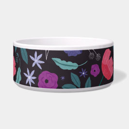 Roze en Paarse bloemenillustratiepatroon Voerbakje