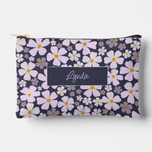 Roze en Paarse Bloemenkracht op Donkerblauw en Naa Etui