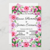 Roze en Paarse bloemenuitnodiging Kaart (Voorkant / Achterkant)