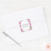 Roze en Paarse bloemenuitnodiging Vierkante Sticker (Envelop)