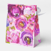 Roze en Paarse Bloemige Bruiloft Bedankdoosjes (Achterkant)