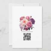 Roze en Paarse Bloemige Bruiloft Kaart (Achterkant)