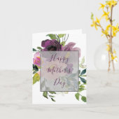 Roze en paarse bloemige Moederdag Kaart (Gele Bloem)