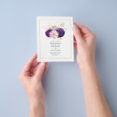 Roze en Paarse Bloemige Trouw Flyer (Hand)