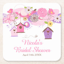 Roze en Paarse Bloemige Vogelkooien Bruidsfeest