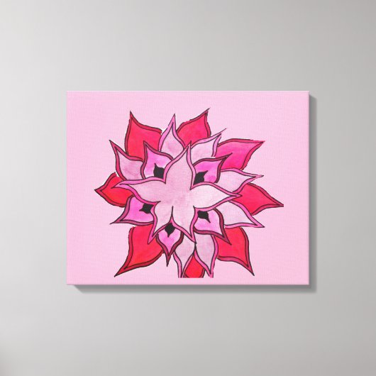 Roze en paarse bloemillustratie canvas afdruk (Voorkant)