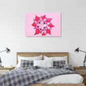 Roze en paarse bloemillustratie canvas afdruk (Insitu (Slaapkamer))
