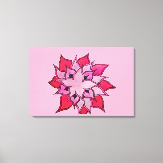 Roze en paarse bloemillustratie canvas afdruk (Voorkant)
