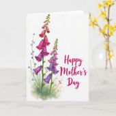 Roze En Paarse Bloemkaart Kaart (Gele Bloem)