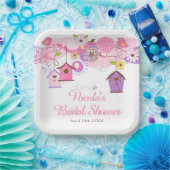 Roze en paarse bloemkooien Bruidsdouche Papieren Bordje (Feest)