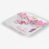 Roze en paarse bloemkooien Bruidsdouche Papieren Bordje (Gebogen)