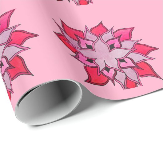 Roze en paarse bloemkunst cadeaupapier (Rol Hoek)