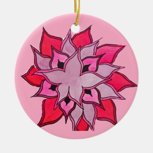 Roze en paarse bloemkunst keramisch ornament (Voorkant)
