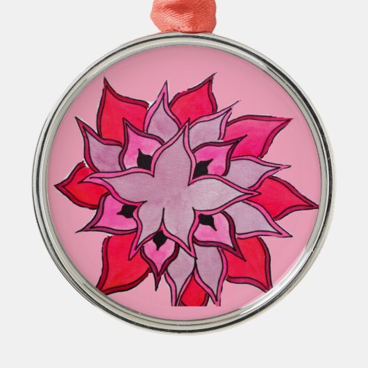 Roze en paarse bloemkunst metalen ornament (Voorkant)