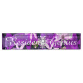 Roze en Paarse bloemkunst Naambordje (Voorkant)