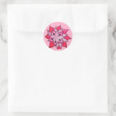 Roze en paarse bloemkunst ronde sticker (Tas)