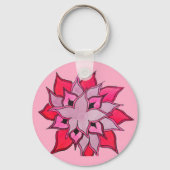 Roze en paarse bloemkunst sleutelhanger (Voorkant)