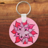 Roze en paarse bloemkunst sleutelhanger (Voorkant)