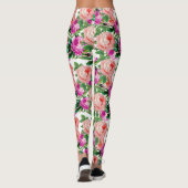 roze en Paarse bloemmotief Roos Leggings (Achterkant)