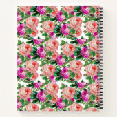  roze en Paarse bloemmotief Roos Notitieboek (Achterkant)