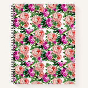  roze en Paarse bloemmotief Roos Notitieboek