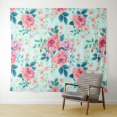 Roze en paarse bloemmotief wandkleed (In Situ (horizontaal))