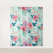 Roze en paarse  bloemmotief wandkleed (Voorkant)