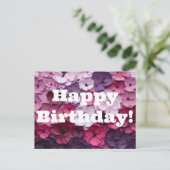 Roze en paarse bloemontwerpen met verjaardagswense briefkaart (Staand voorkant)