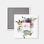 Roze en paarse bloemstuk gepersonaliseerd magneet (Voorkant / Achterkant)