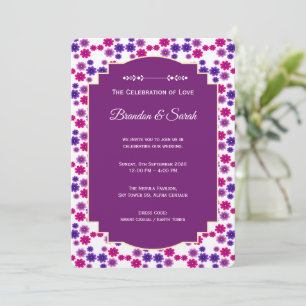 Roze en paarse bloesems Symmetrische mini bloemen Kaart