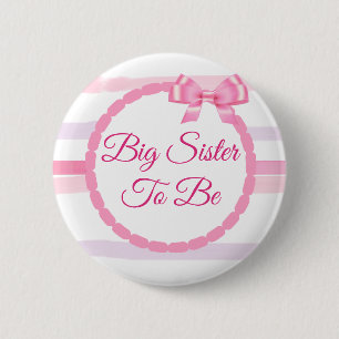 Roze en Paarse Bow Big Sister om Baby shower te wo Ronde Button 5,7 Cm