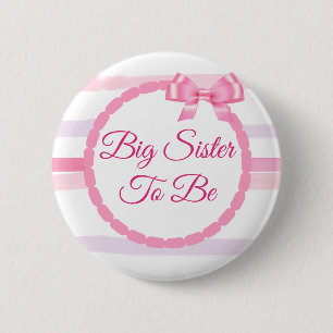 Roze en Paarse Bow Big Sister wordt Baby shower Ronde Button 5,7 Cm