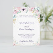 Roze en paarse bruiloft Uitnodiging tot bloeden (Staand voorkant)