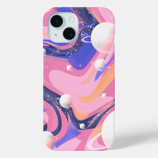 Roze en Paarse buitenruimte wervelen Abstract Case-Mate iPhone Case (Achterkant)