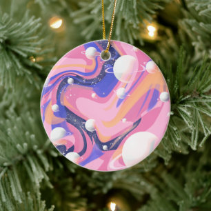 Roze en Paarse buitenruimte wervelen Abstract Keramisch Ornament