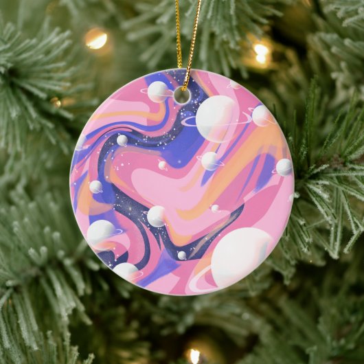 Roze en Paarse buitenruimte wervelen Abstract Keramisch Ornament (Boom)