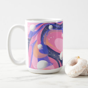Roze en Paarse buitenruimte wervelen Abstract Koffiemok