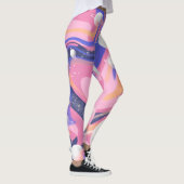 Roze en Paarse buitenruimte wervelen Abstract Leggings (Rechts)