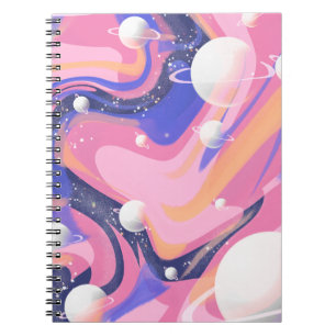 Roze en Paarse buitenruimte wervelen Abstract Notitieboek