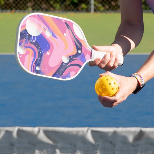 Roze en Paarse buitenruimte wervelen Abstract Pickleball Paddle (Insitu)