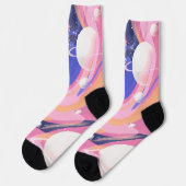 Roze en Paarse buitenruimte wervelen Abstract Sokken (Links)