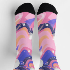 Roze en Paarse buitenruimte wervelen Abstract Sokken