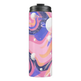 Roze en Paarse buitenruimte wervelen Abstract Thermosbeker