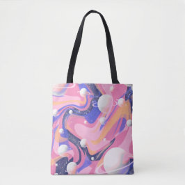 Roze en Paarse buitenruimte wervelen Abstract Tote Bag
