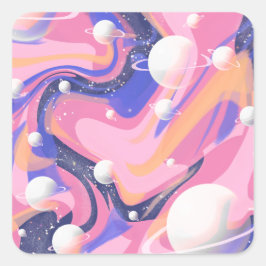 Roze en Paarse buitenruimte wervelen Abstract Vierkante Sticker