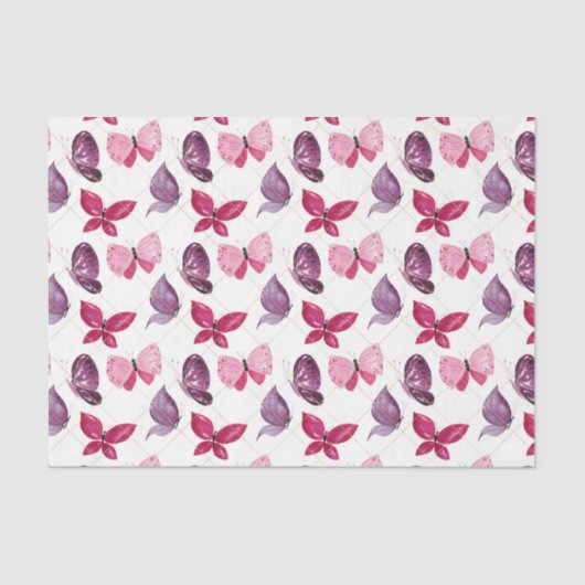 Roze en Paarse butterflies (Design 59 Roze reeks) Tissuepapier (Voorkant)