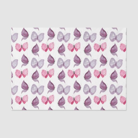 Roze en Paarse butterflies (Design 64 Roze reeks) Tissuepapier (Voorkant)